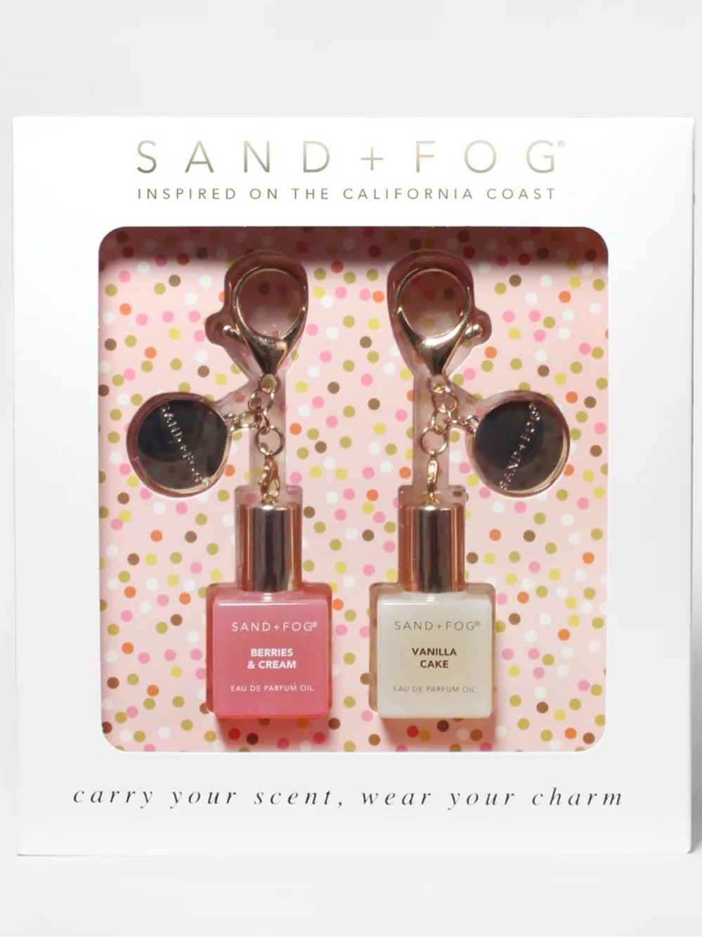 SAND + FOG Bag Charm Perfume Oil Rollerball Set -Berries & Cream & Vanilla Cake